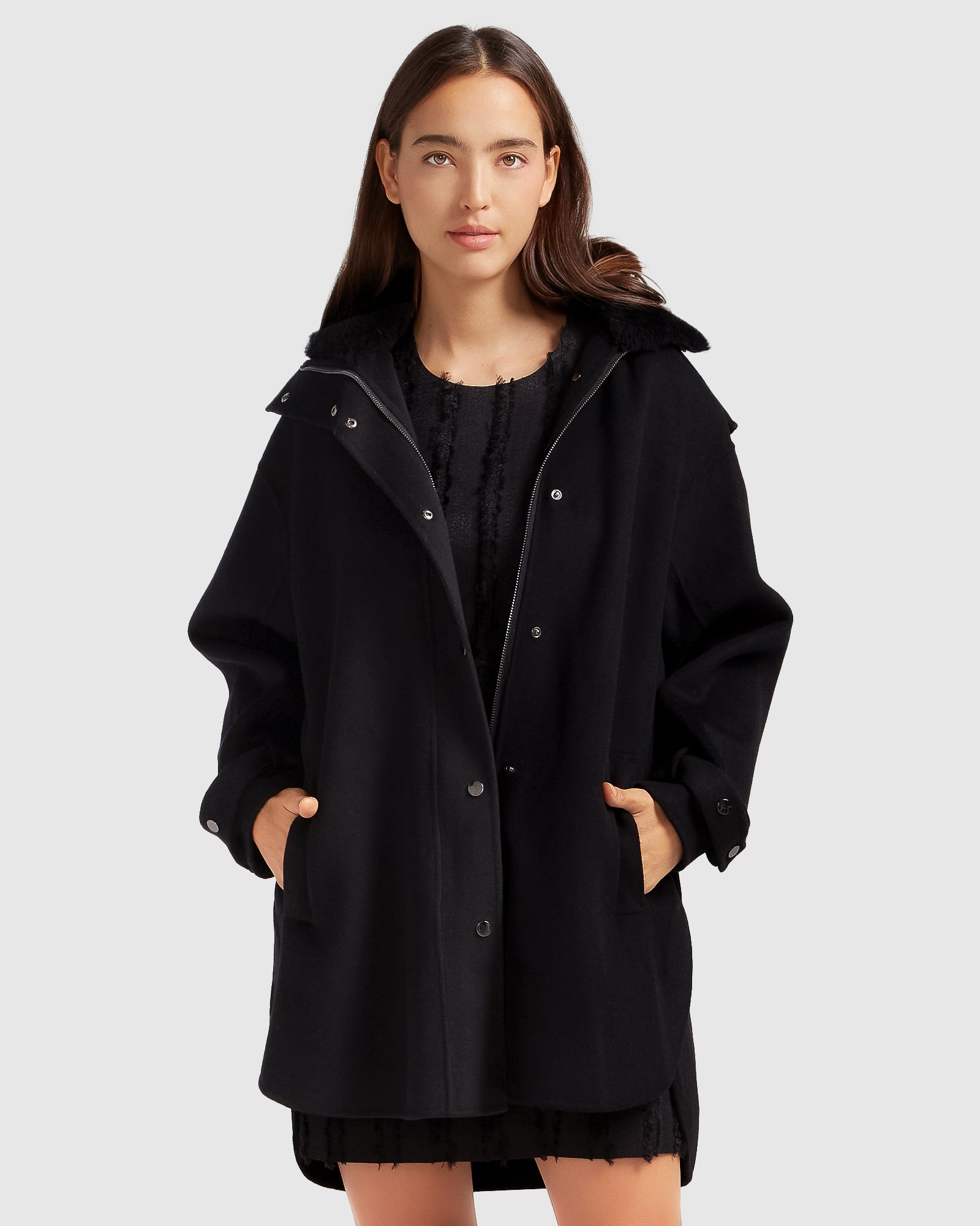 Coat with fashion removable hood