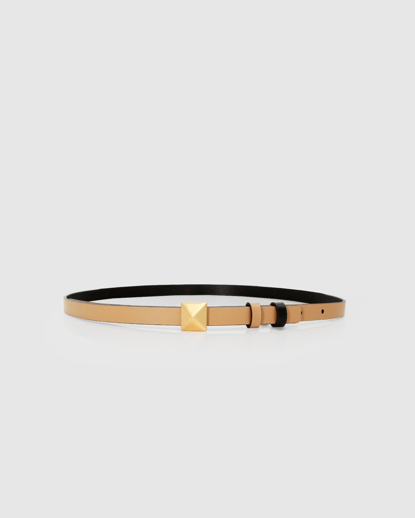 Cleopatra Pyramid Stud Leather Belt - Tan/Black