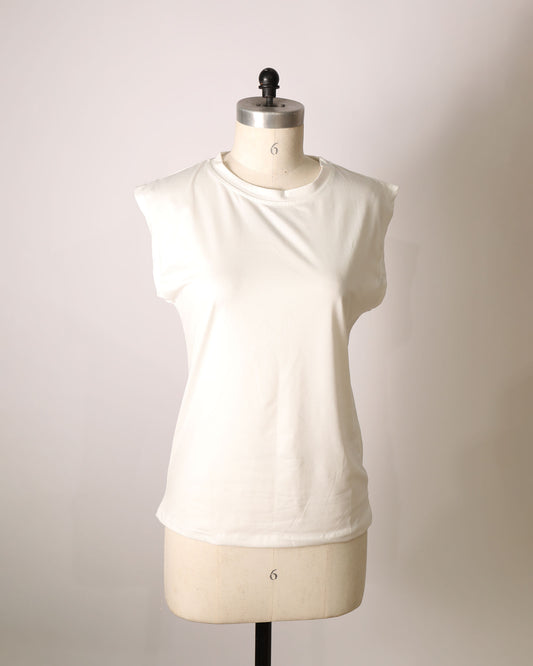 Round Neck Sleeveless T-Shirt - White