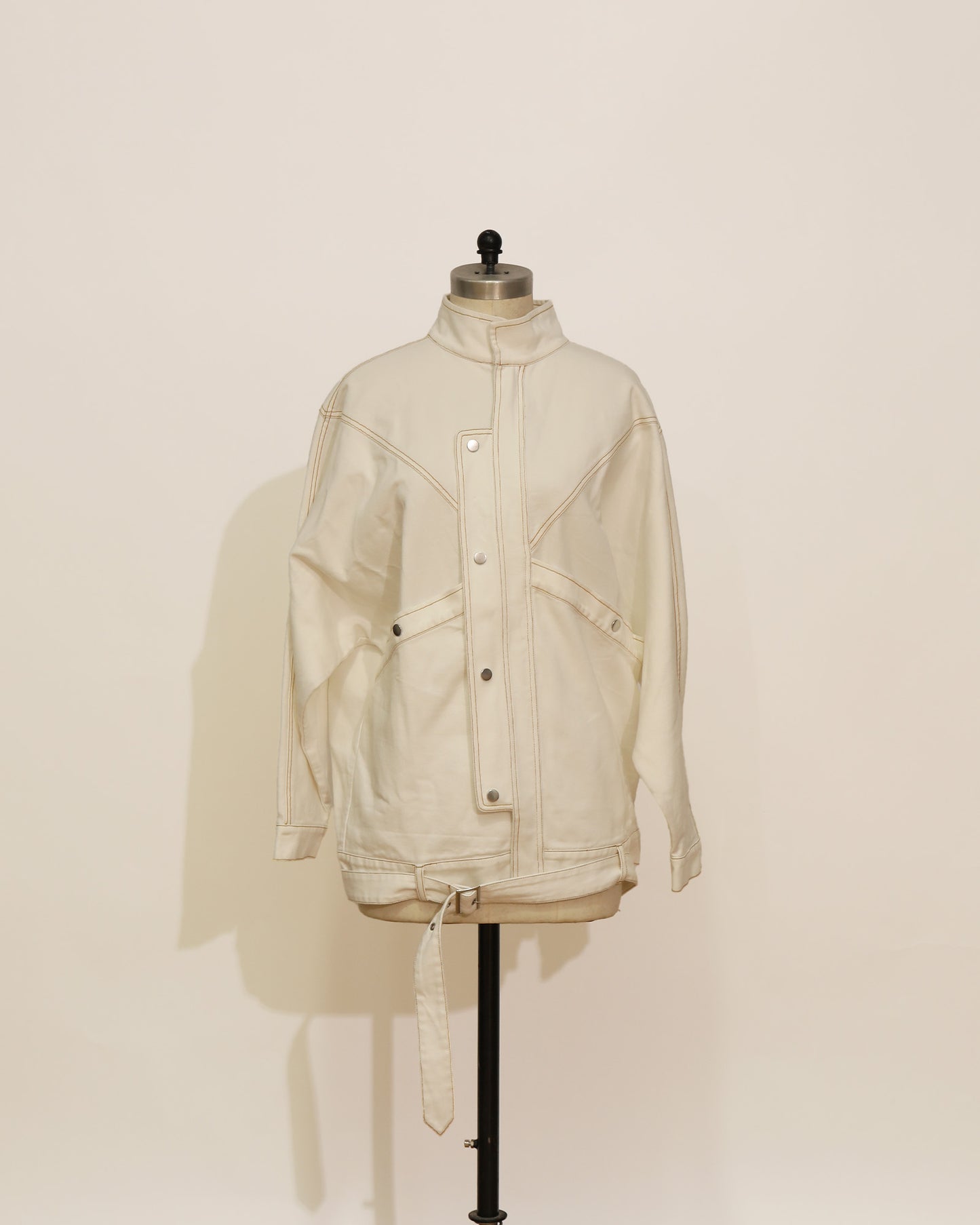 High Neck Denim Jacket - White