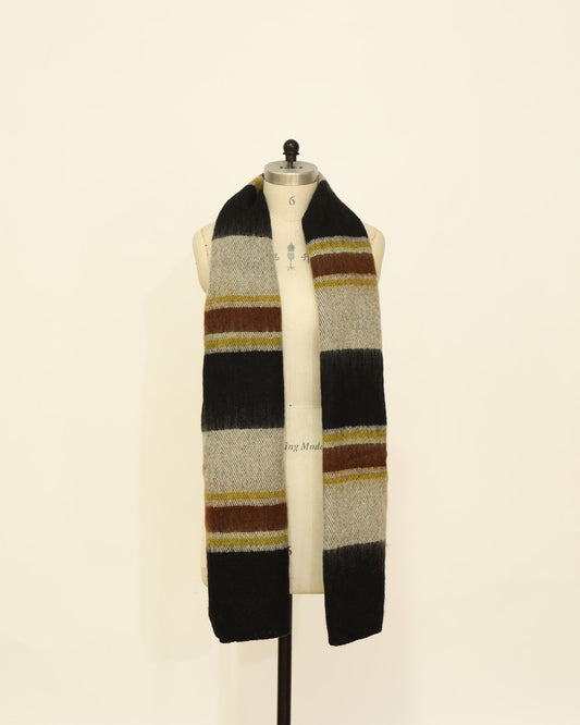 Plaid Scarf - Burgundy, Yellow & Grey