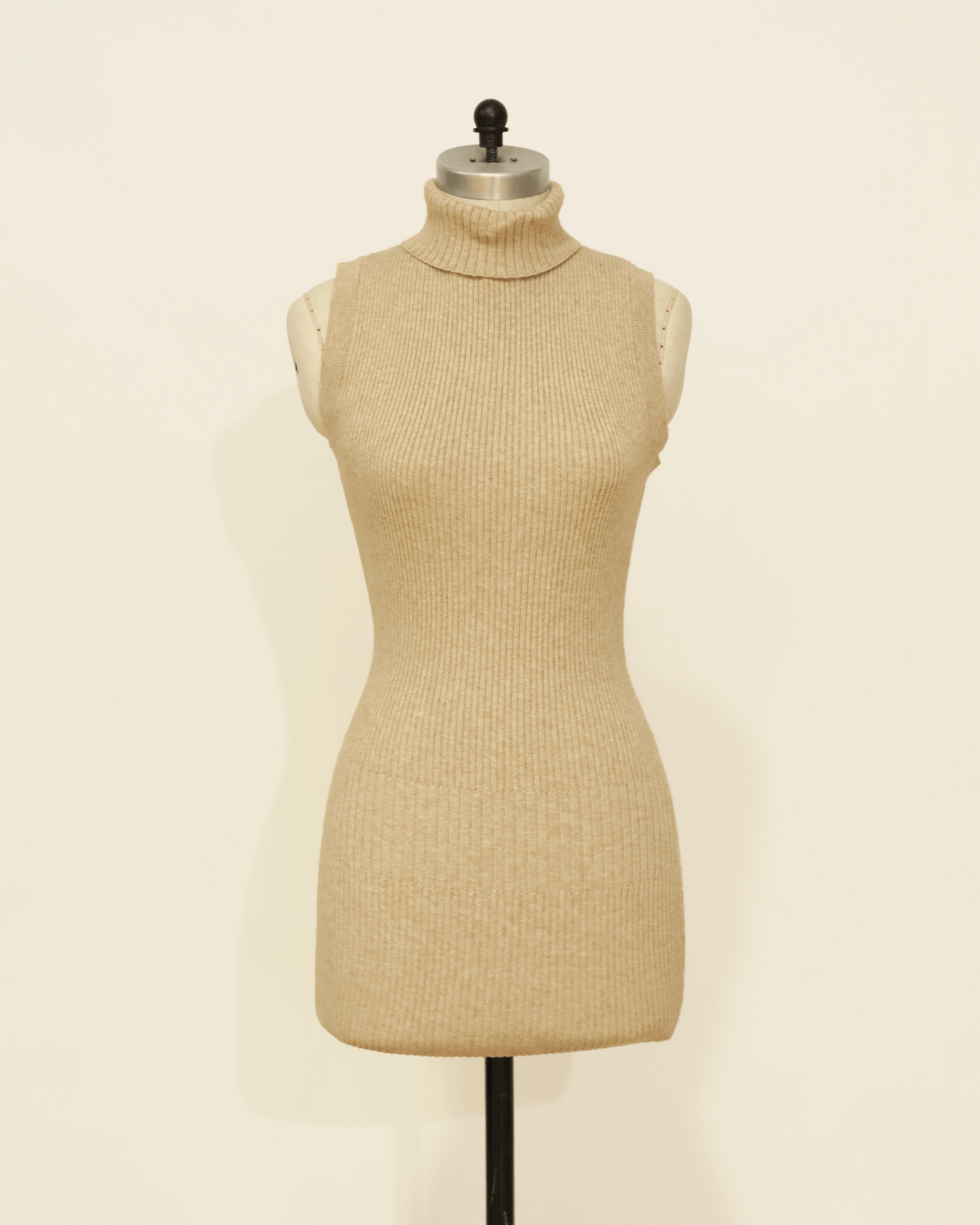 Roll Neck Sleeveless Mini Knit Dress - Oat