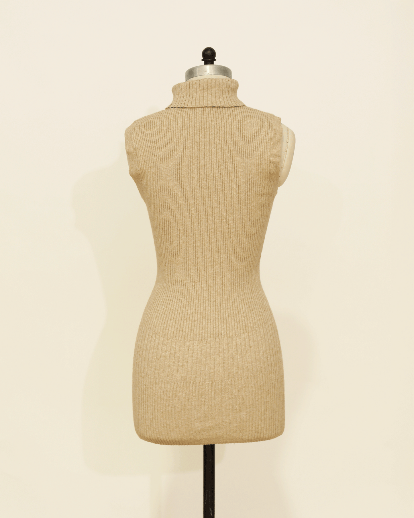 Roll Neck Sleeveless Mini Knit Dress - Oat