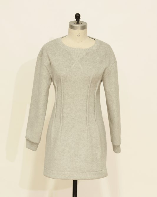 Long Sleeve Fitted Mini Dress - Grey