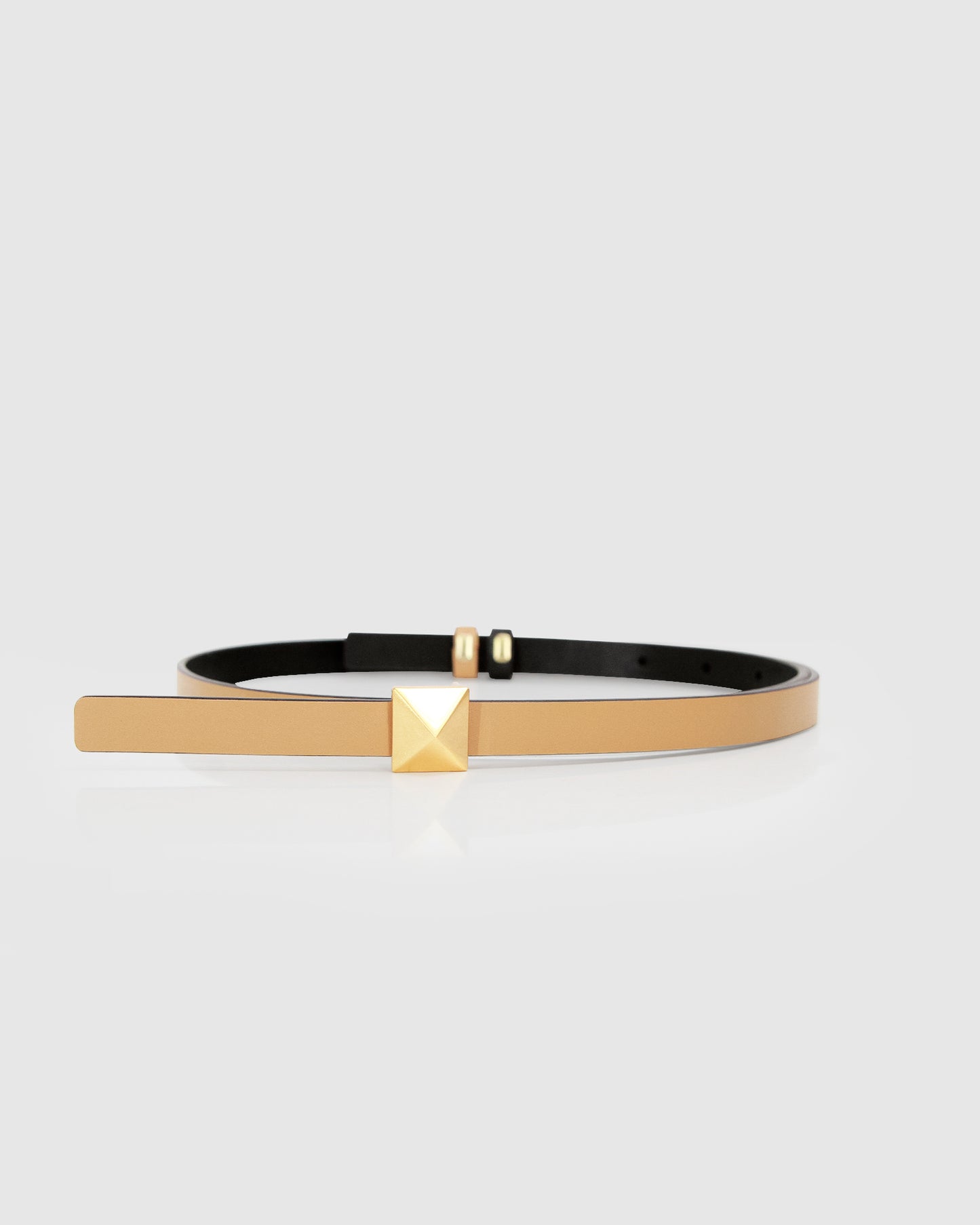 Cleopatra Pyramid Stud Leather Belt - Tan/Black