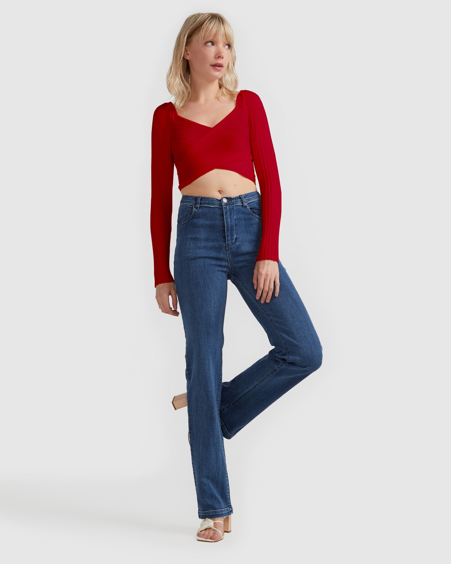 Forget Me Not Knit Crop - Red