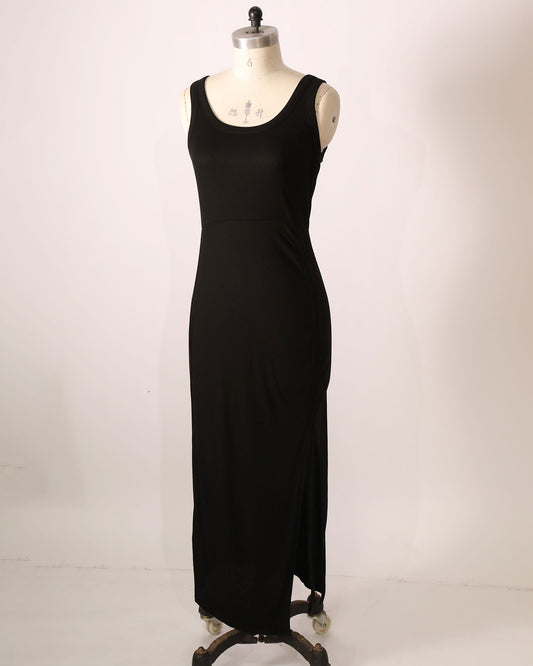 Sleeveless Knit Maxi Dress - Black