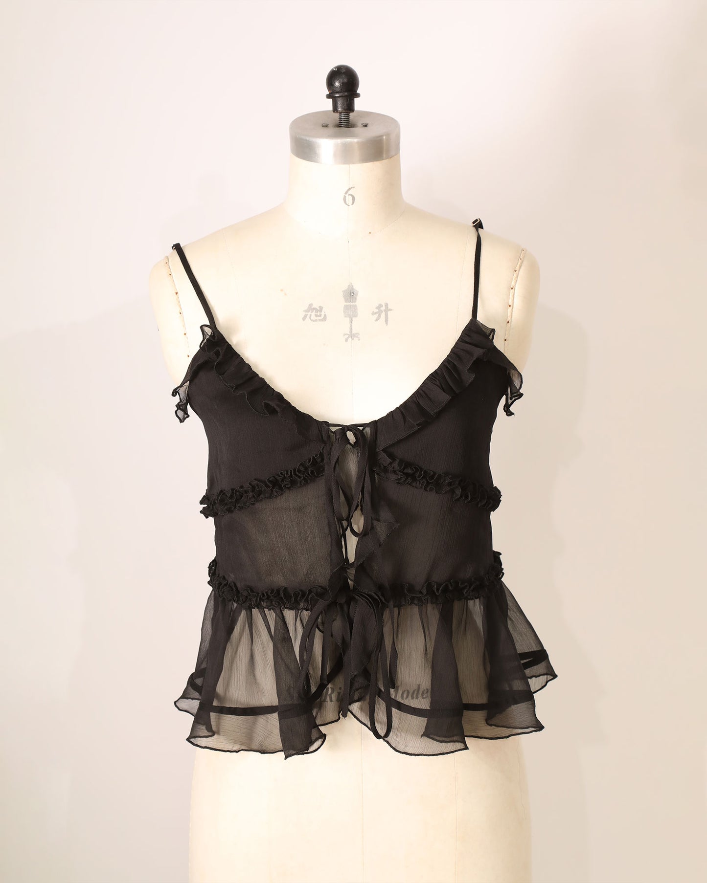 Heart Of Glass Chiffon Cami - Black