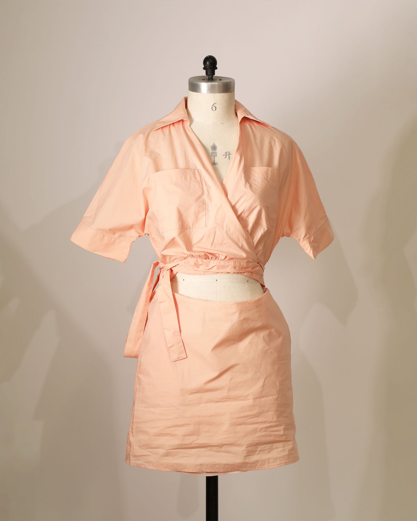 Cut Out Front Shirt Dress  - Coral