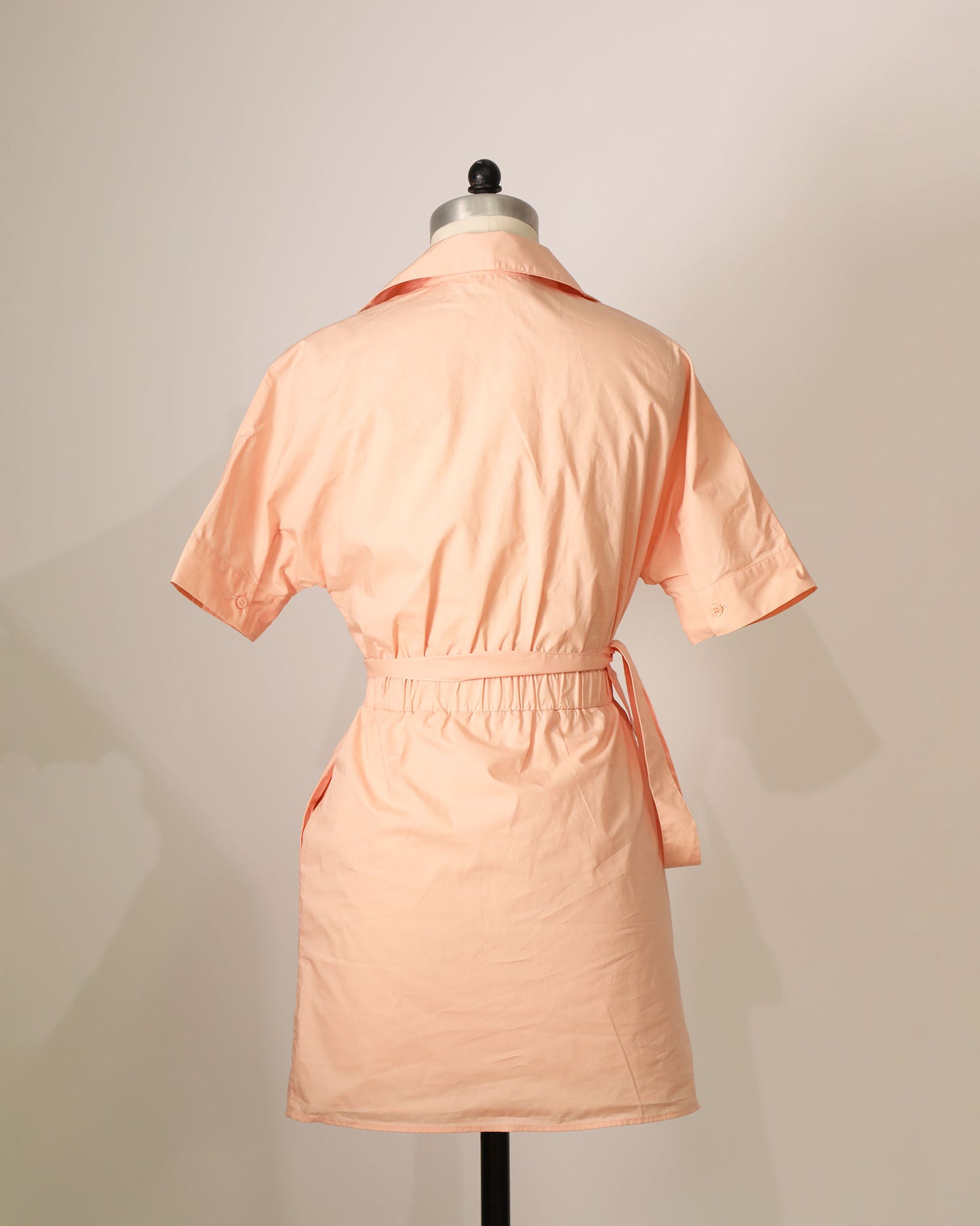 Cut Out Front Shirt Dress  - Coral