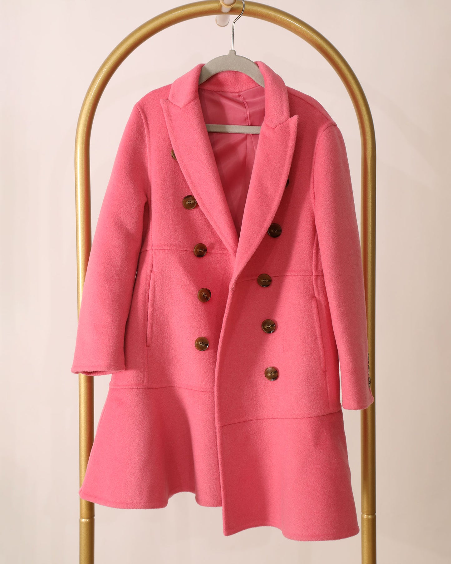 Good Manners Wool Blend Fitted Coat - Pink