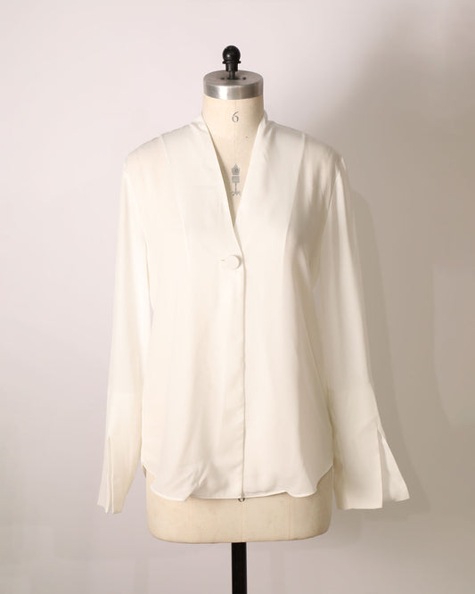 Statement Shirt with Cinched Back Detailing - White