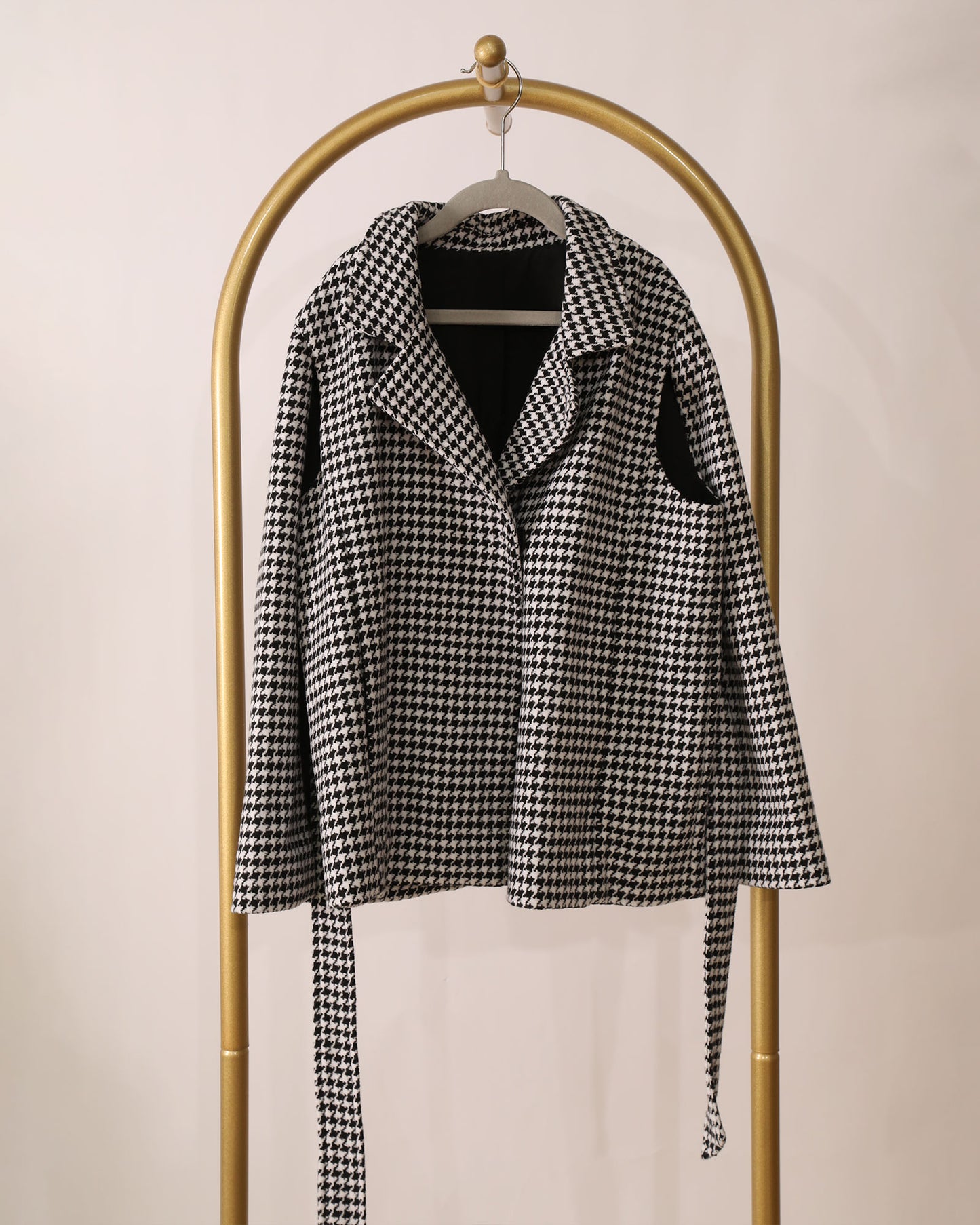 Girls Checked Cape - Black/White