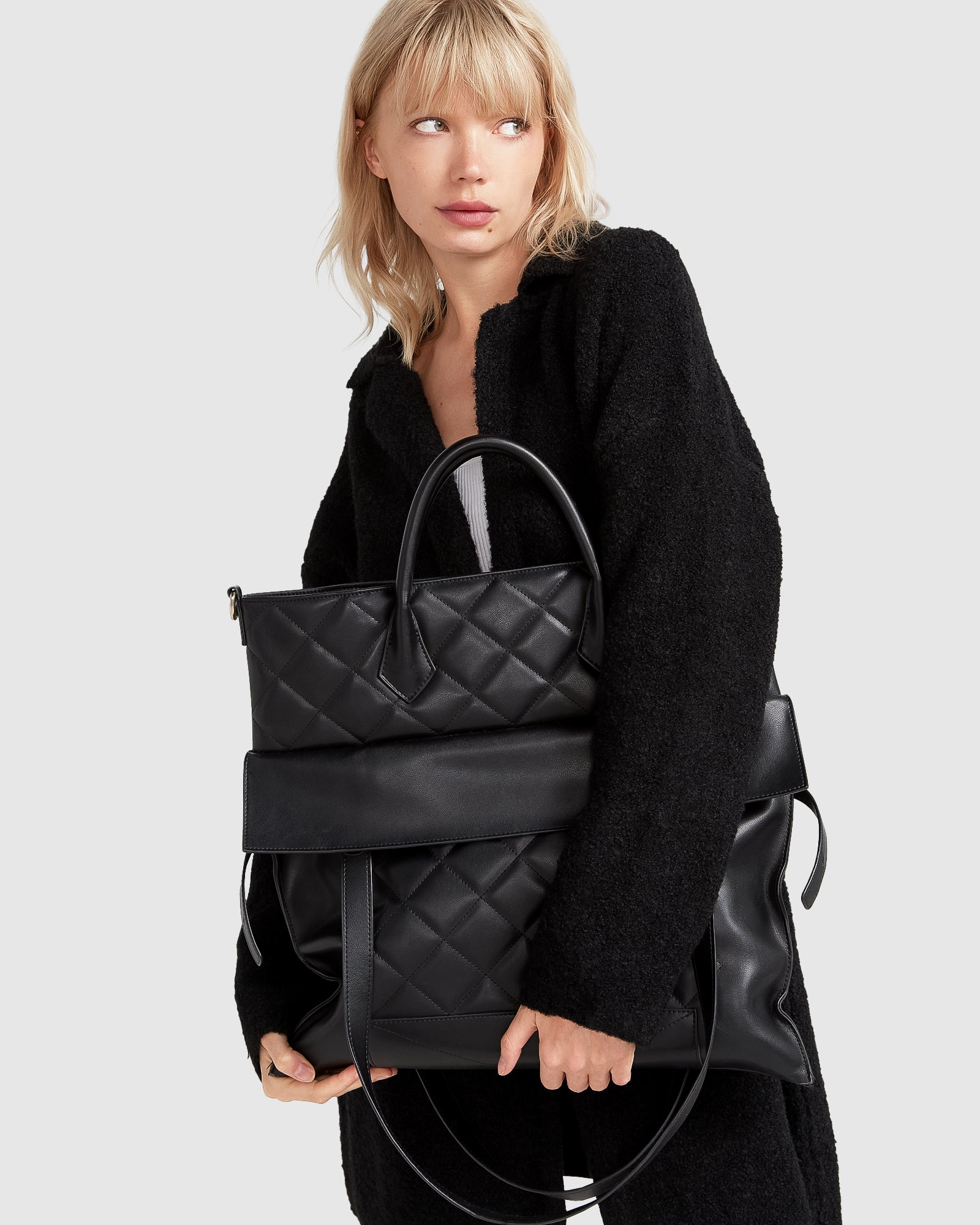 Leather quilted tote best sale