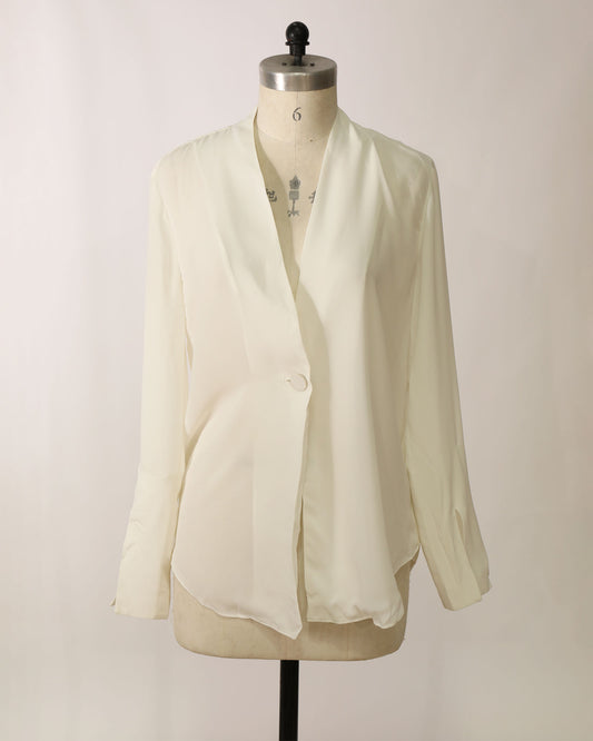 Statement Shirt with Cinched Back Detailing - White