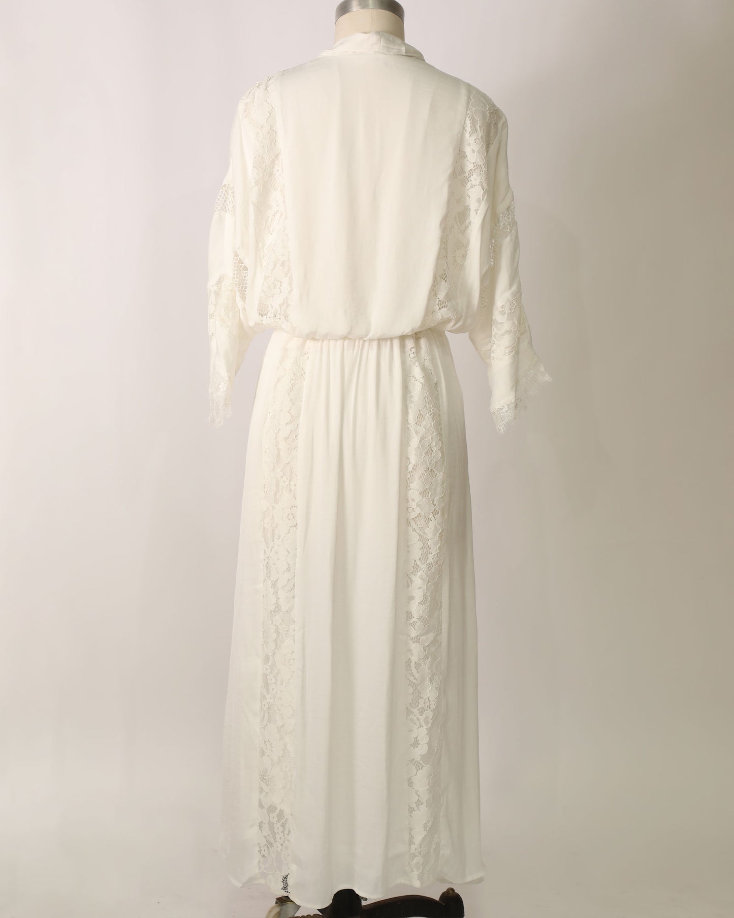 Maxi Dress with Lace Panels - White