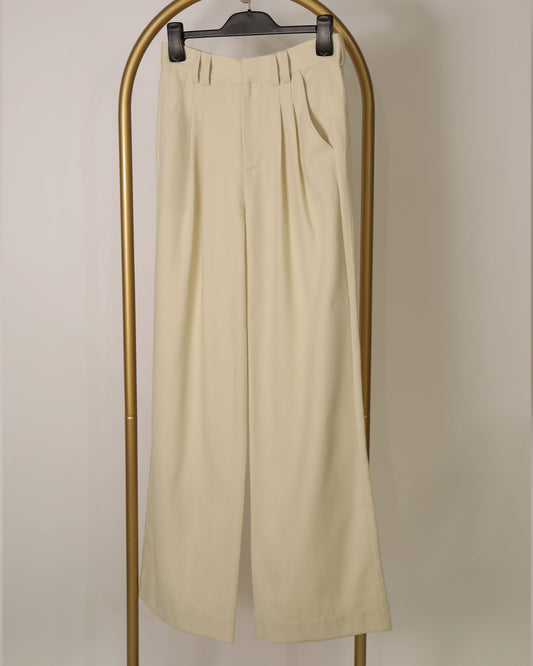 Wide Leg Pants - Light Yellow