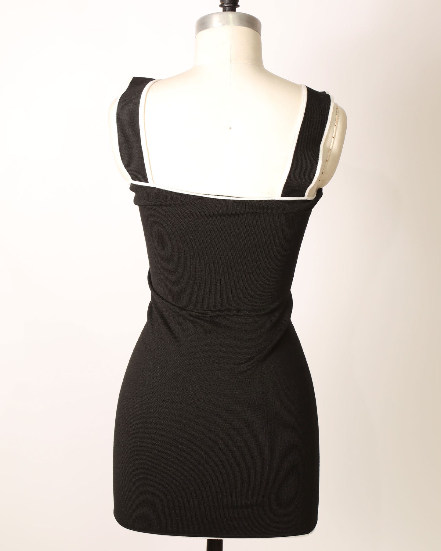 Mini Dress with Contrast Trim - Black