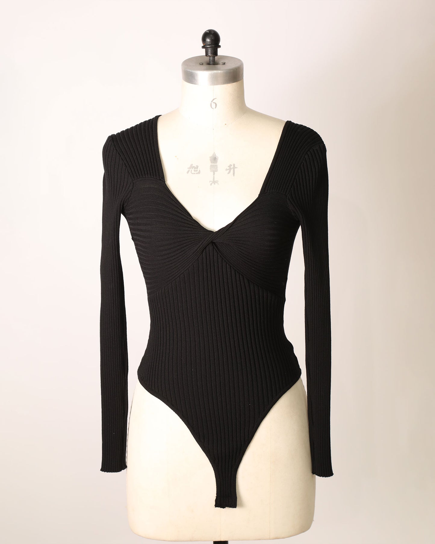 Think Twice Long Sleeve Bodysuit - Black