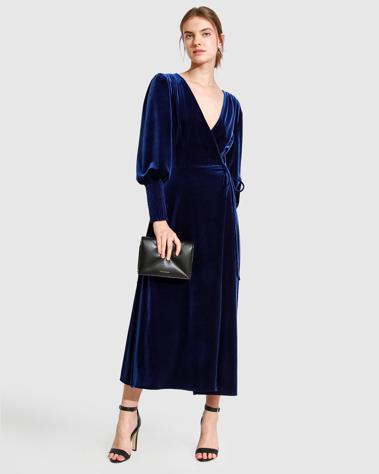 Current Mood Velvet Wrap Dress - Royal Blue