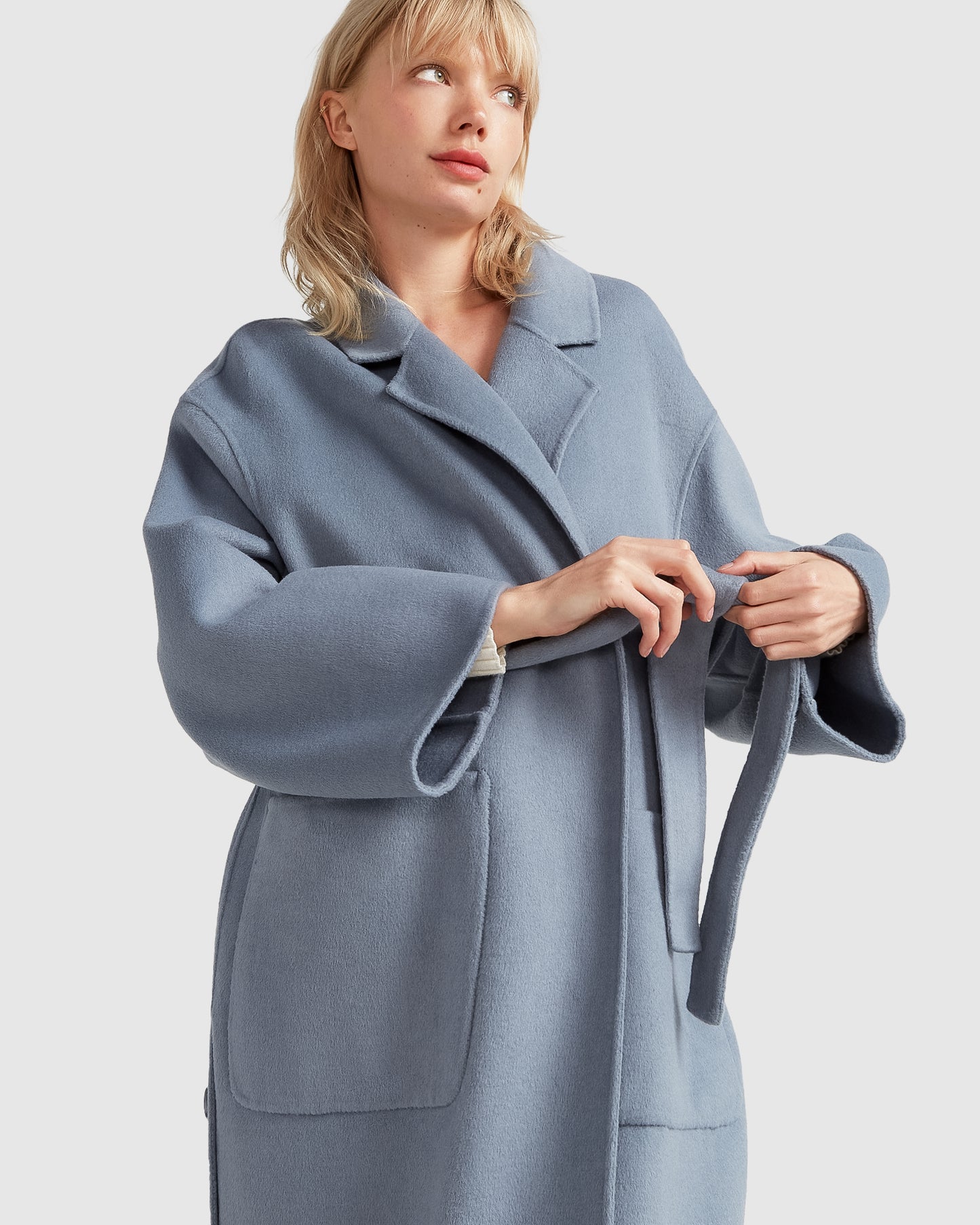 Wide Awake Split Hem Overcoat - Denim Blue