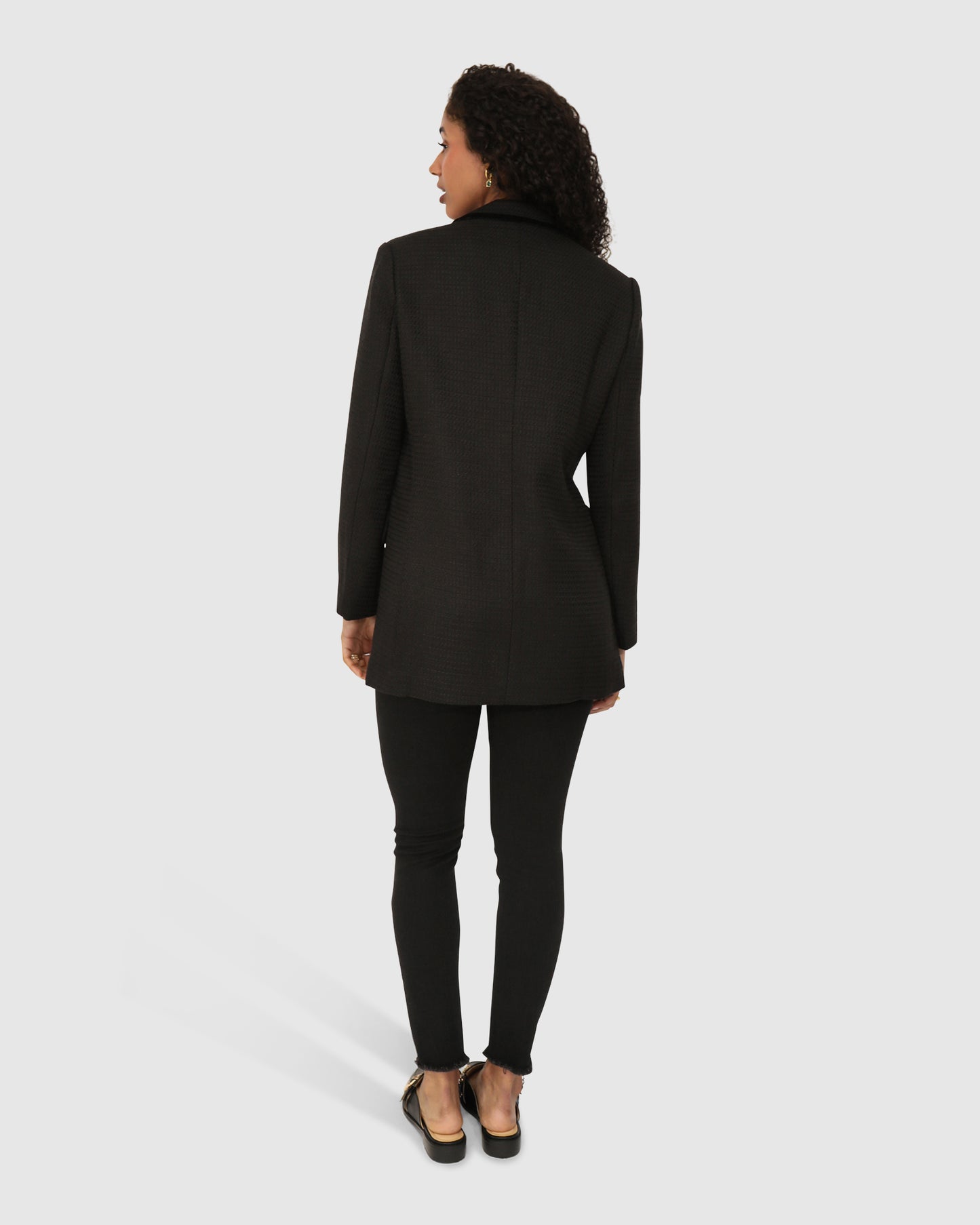 Because Of You Trimmed Blazer Dress - Black