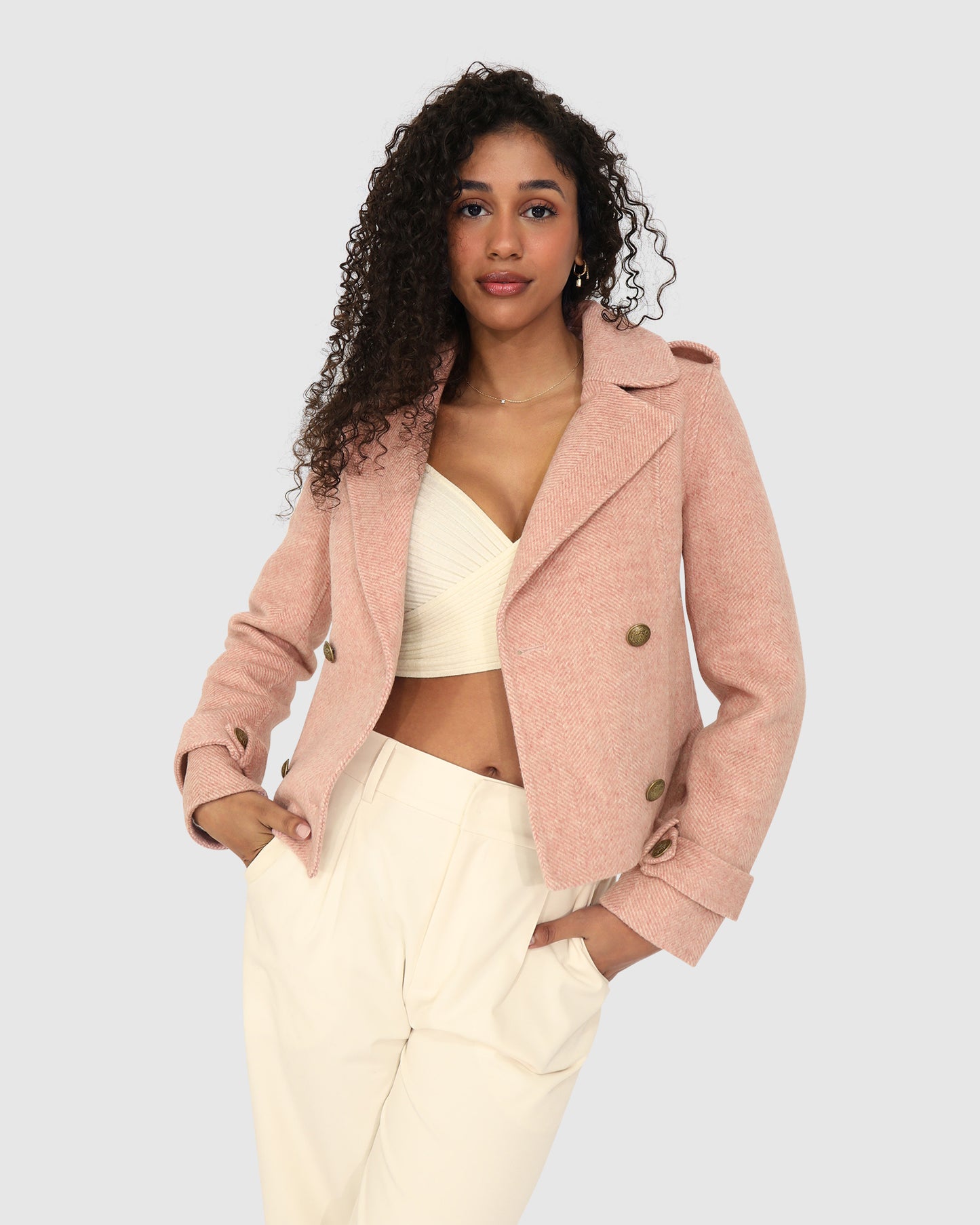 Better Off Military Peacoat - Blush