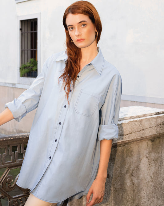 My Girl Oversized Shirt - Duck Egg Blue