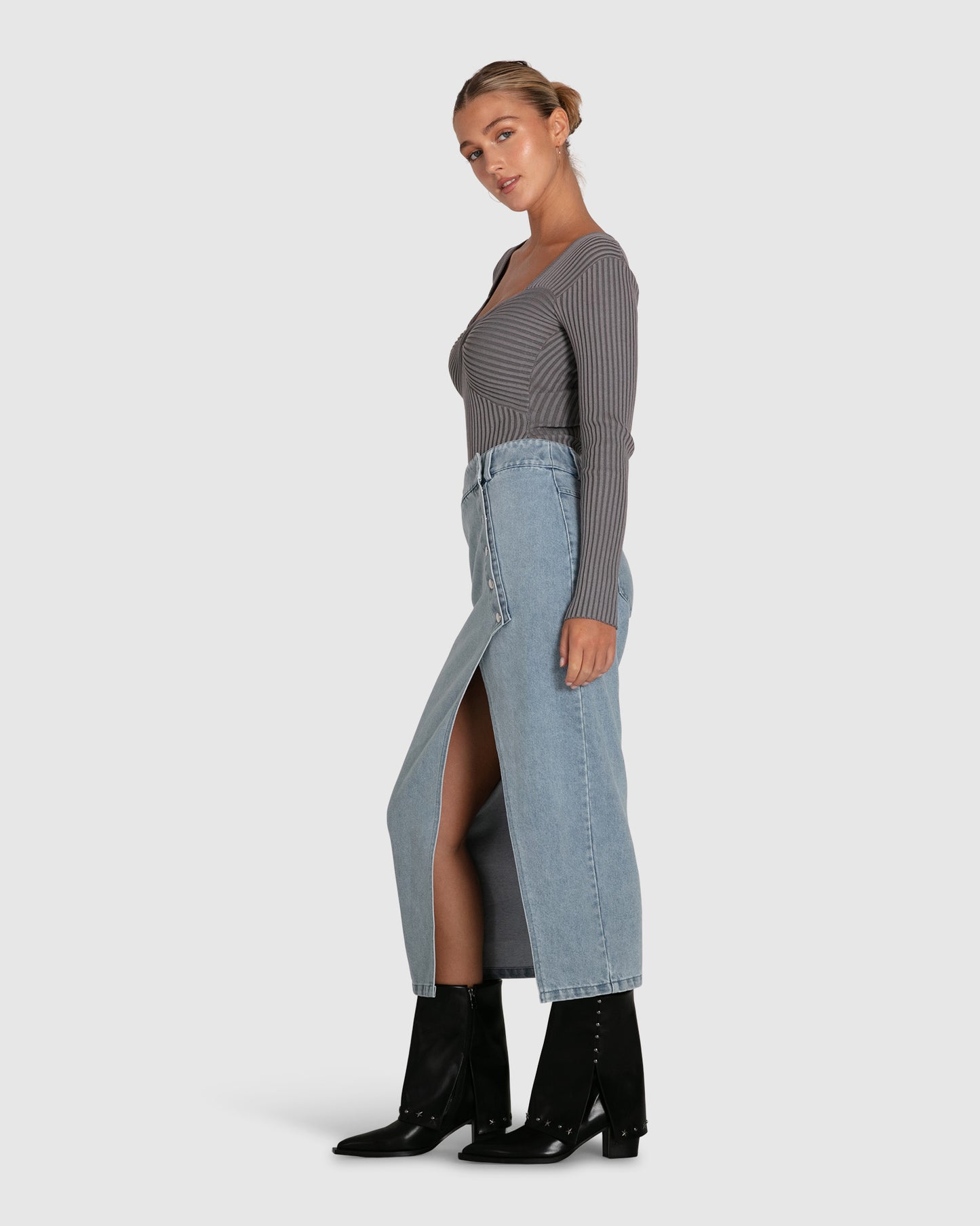 Can't Forget You Denim Midi Skirt