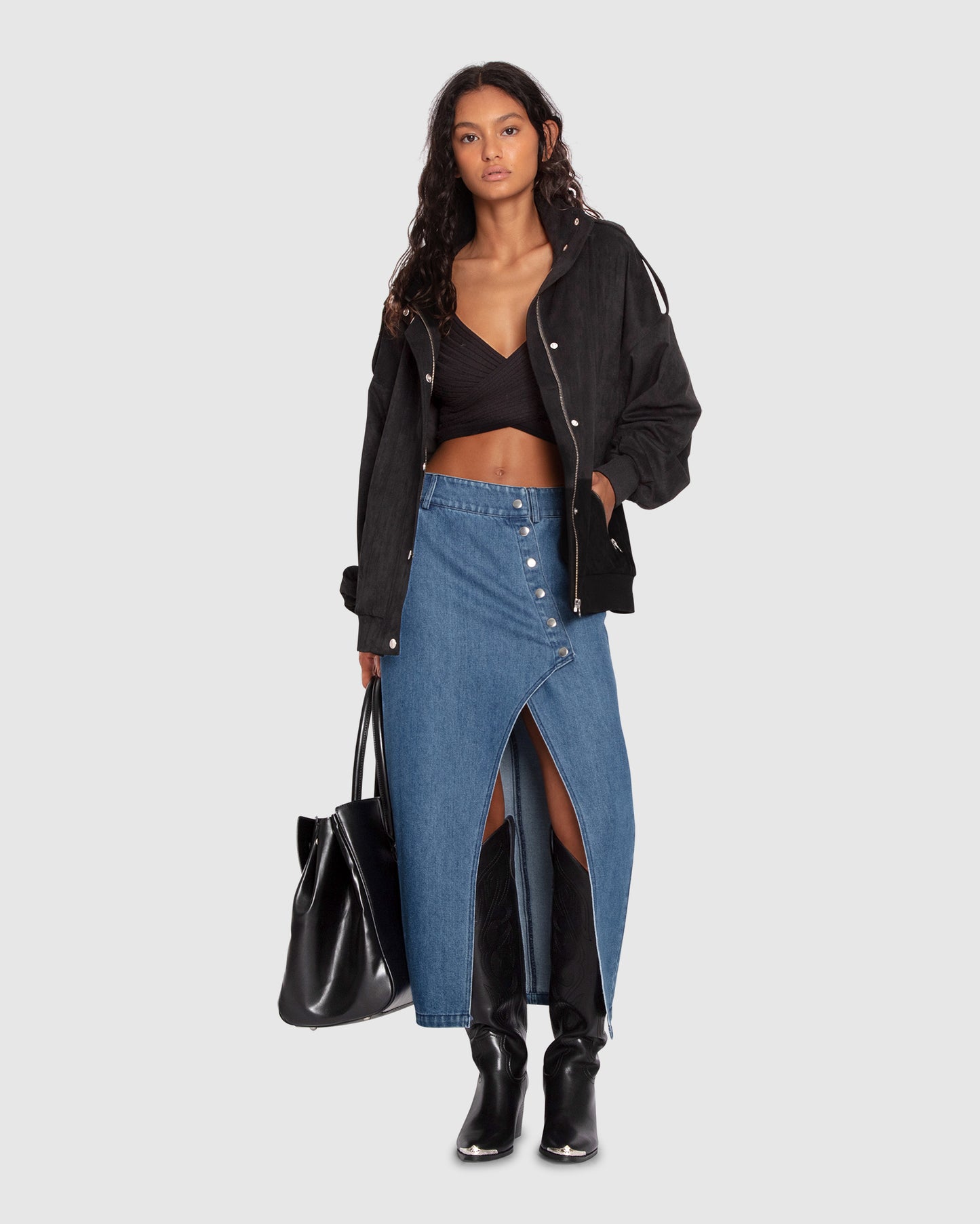 Can't Forget You Denim Midi Skirt - Mid Wash