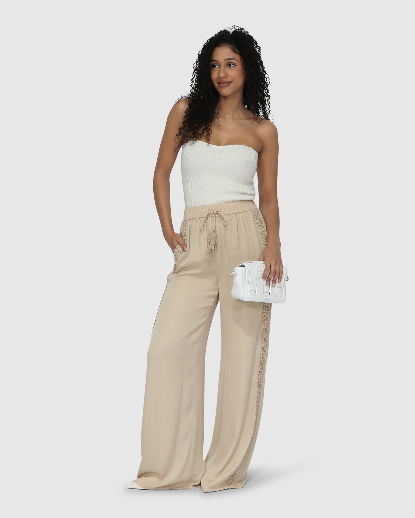 Everywhere All At Once Wide Leg Pant - Latte