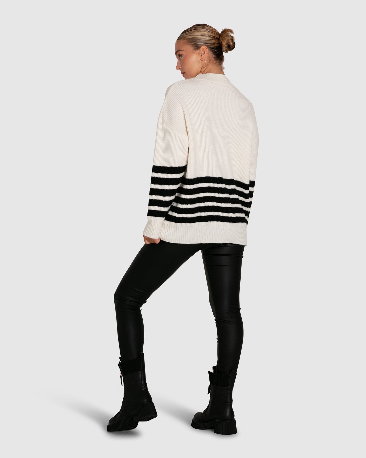 Everything I Do Oversize Striped Knit - Black White