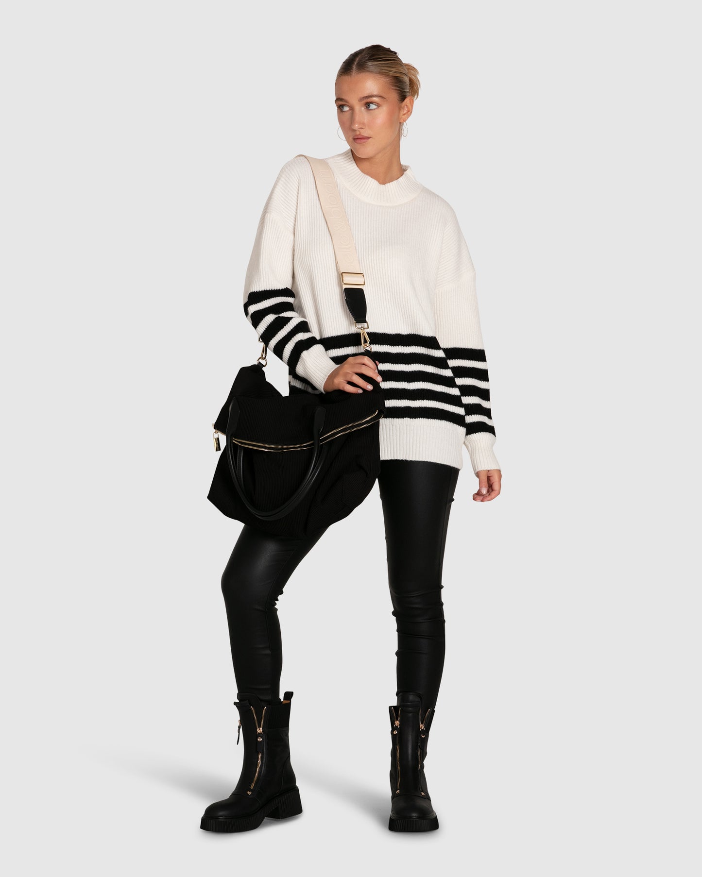 Everything I Do Oversize Striped Knit - Black White