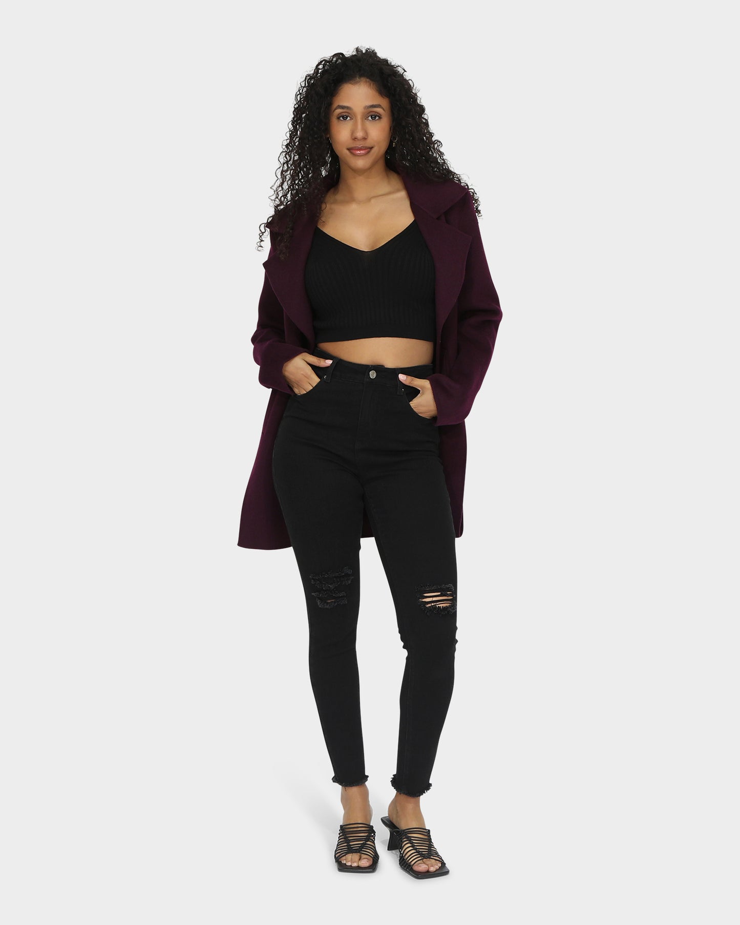 Ex-Boyfriend Wool Blend Oversized Jacket - Deep Plum