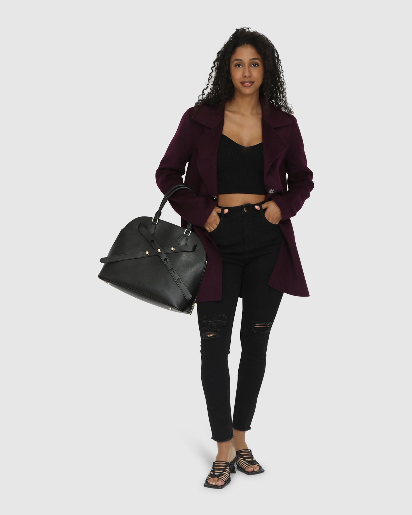 Ex-Boyfriend Wool Blend Oversized Jacket - Deep Plum