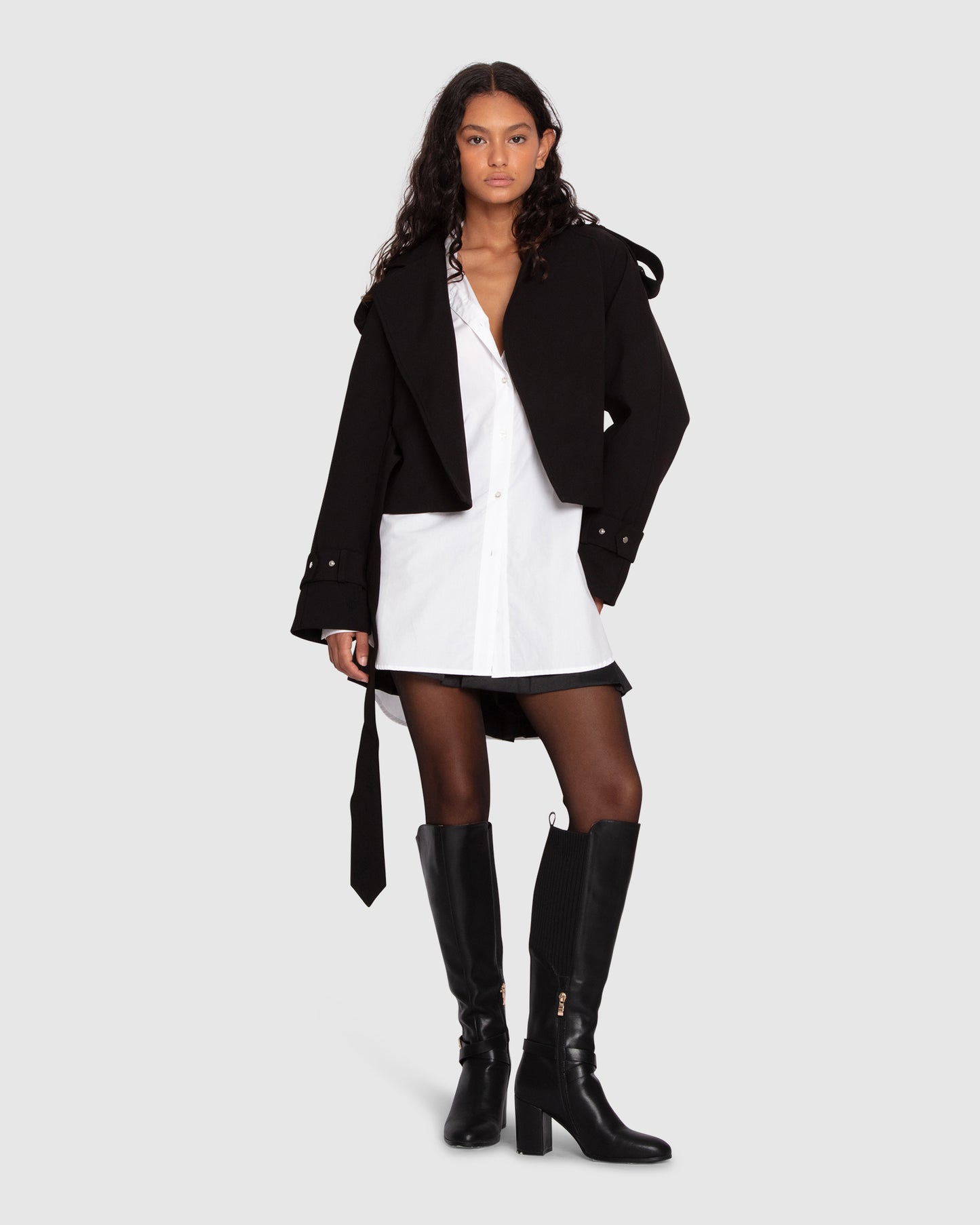 Fast Car Cropped Trench - Black