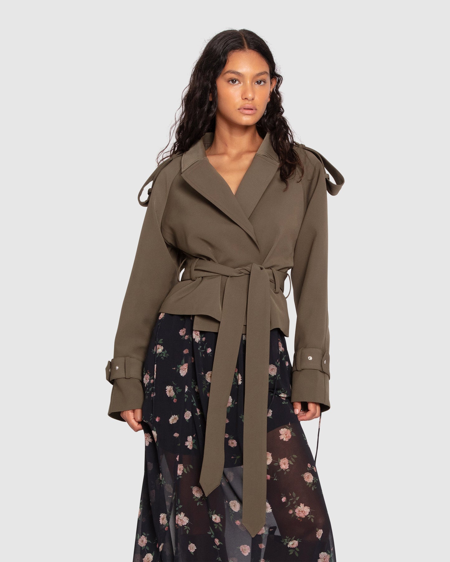 Fast Car Cropped Trench - Military