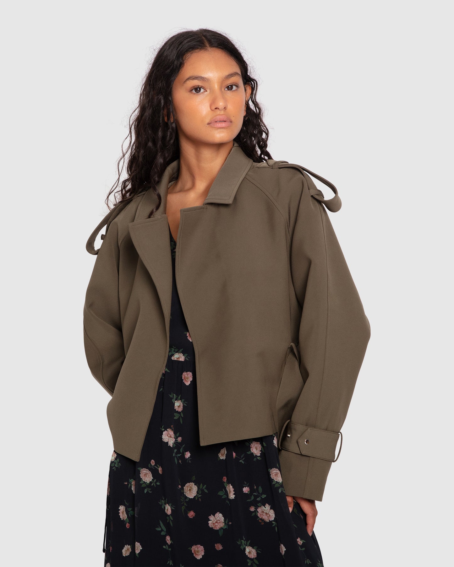 Fast Car Cropped Trench - Military