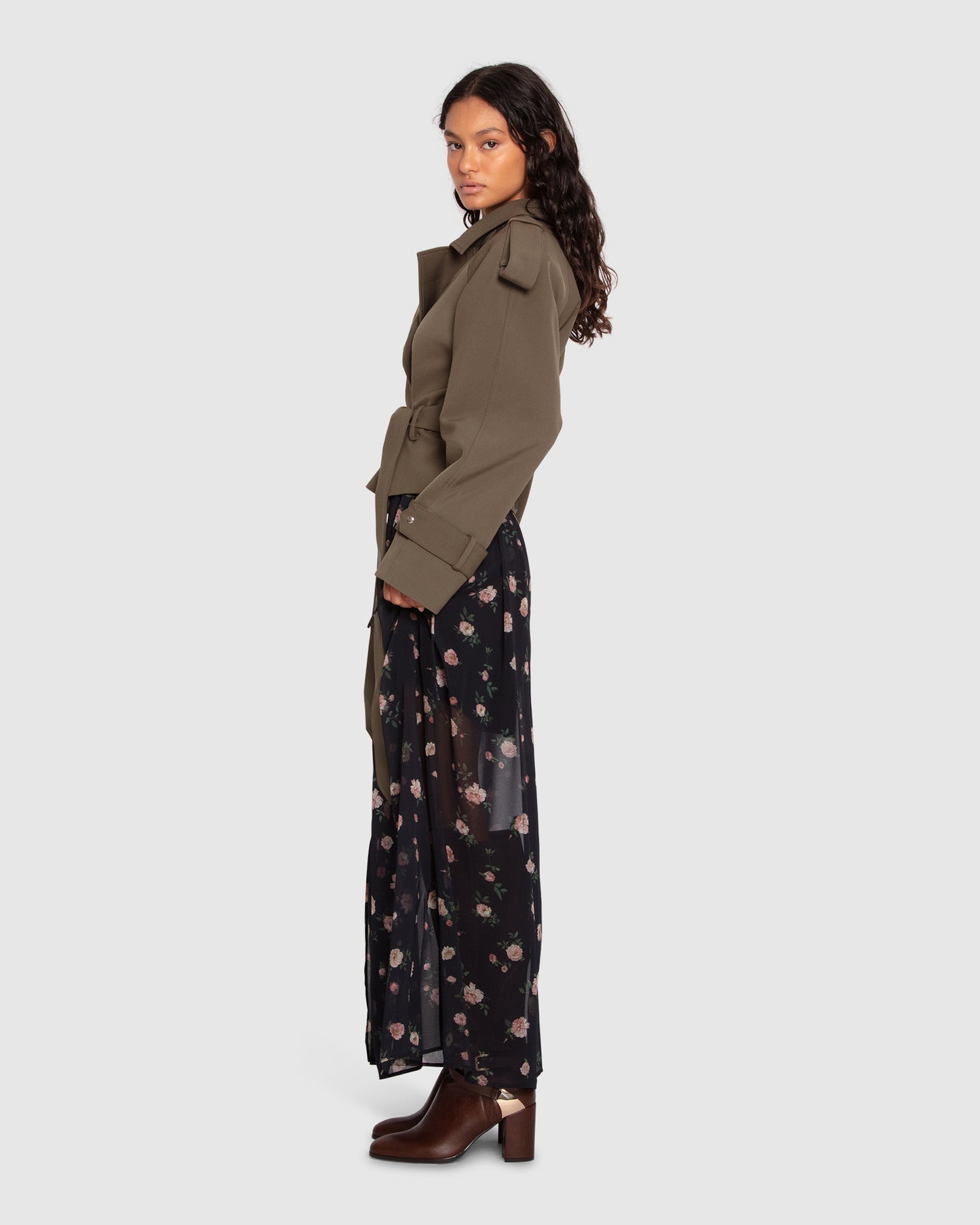 Fast Car Cropped Trench - Military