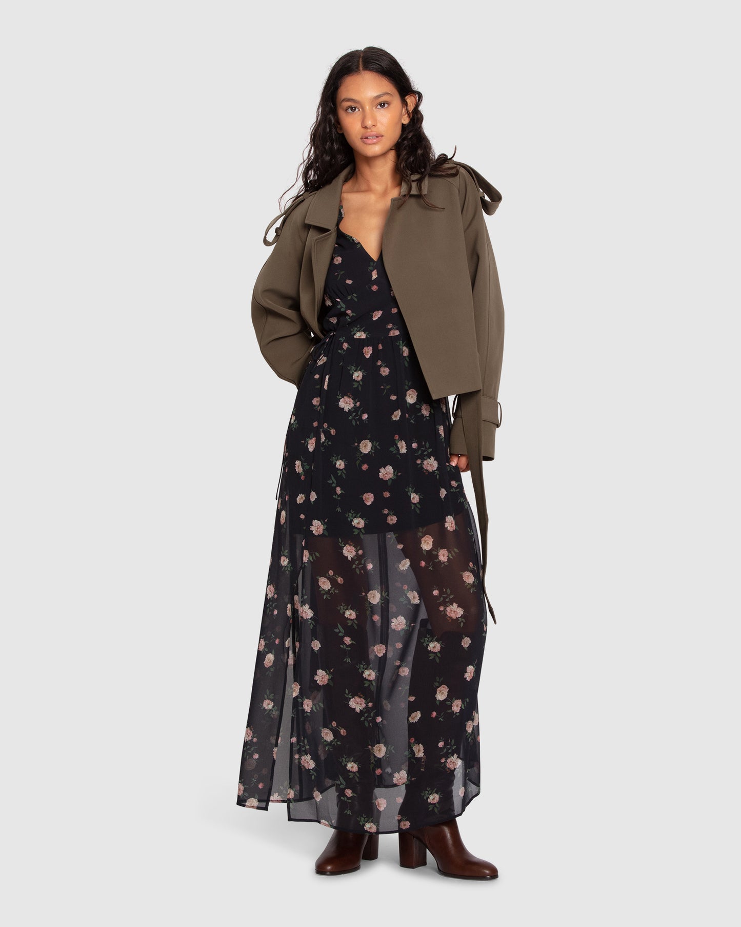 Fast Car Cropped Trench - Military