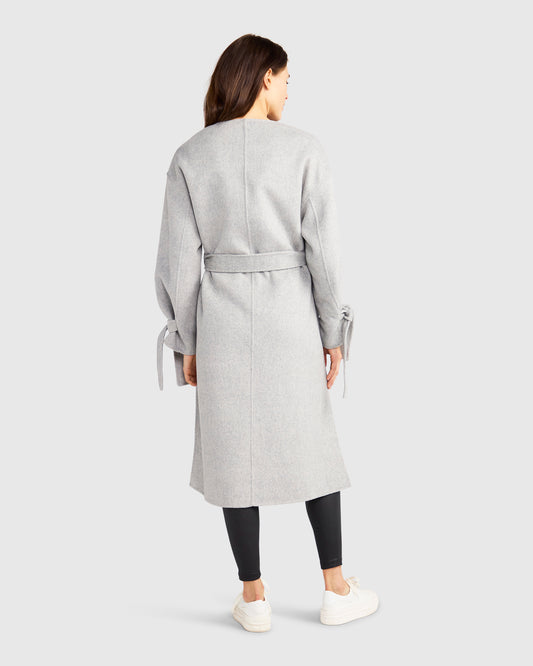 Head Over Heels Collarless Robe Coat - Grey Marle