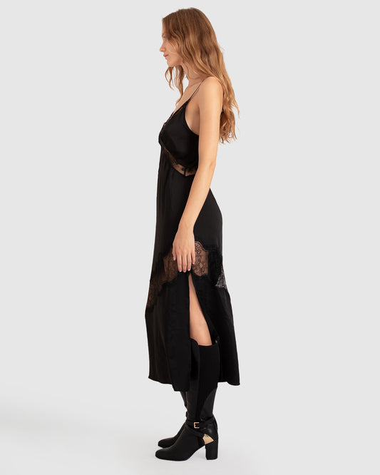 Heavenly Bodies Lace Slip Dress - Black