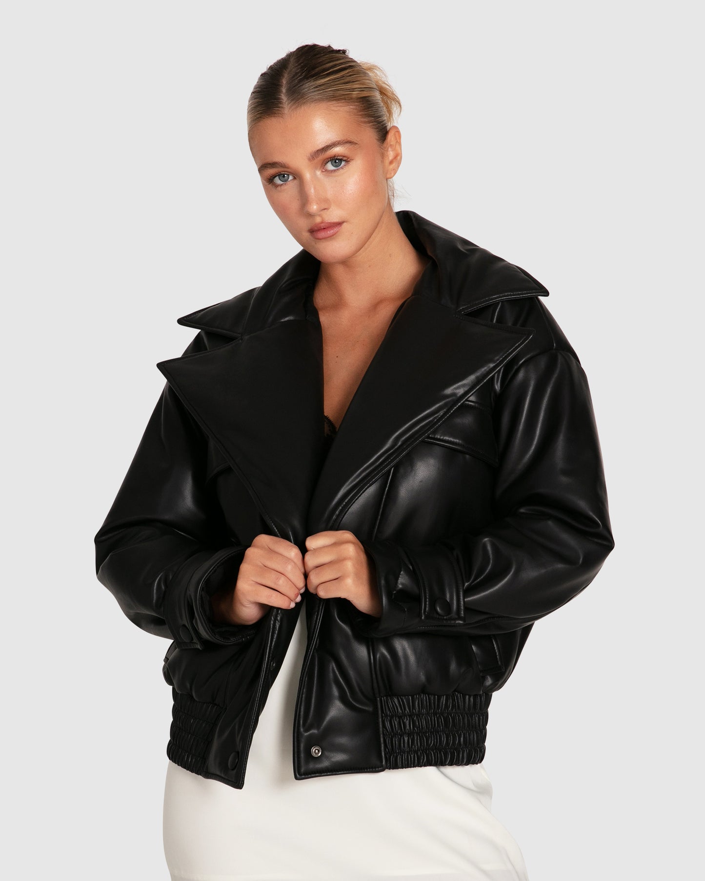 Love Drunk Leather Bomber - Black