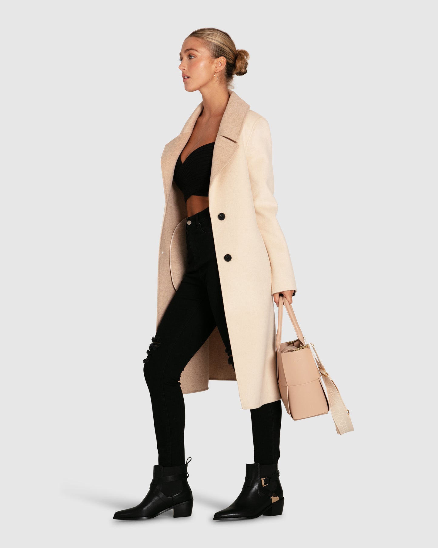 Lexington Two-Tone Wool Blend Coat - Beige