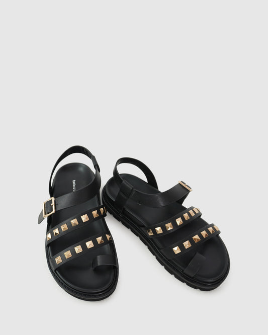 Morning Mood Chunky Stud Sandal - Black