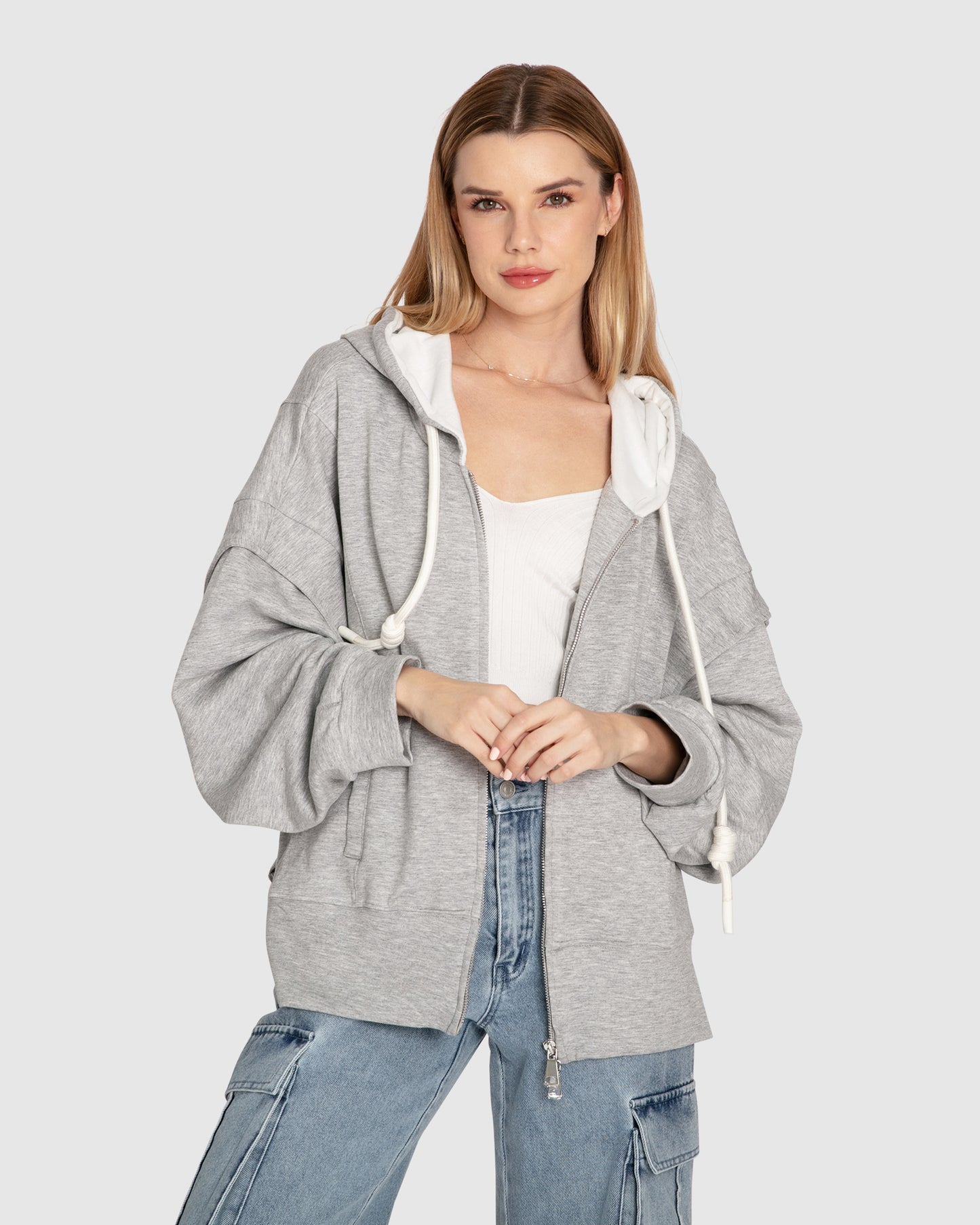 No Ordinary Love Zip Hoodie - Grey Marle