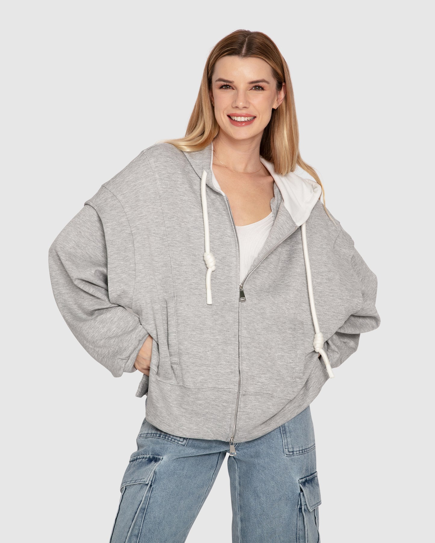 No Ordinary Love Zip Hoodie - Grey Marle