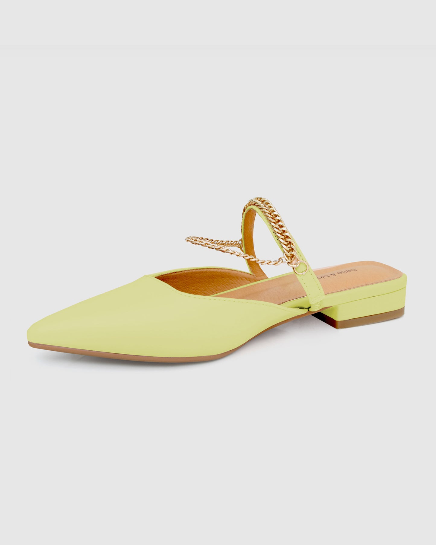 On The Go Leather Flat - Citrus