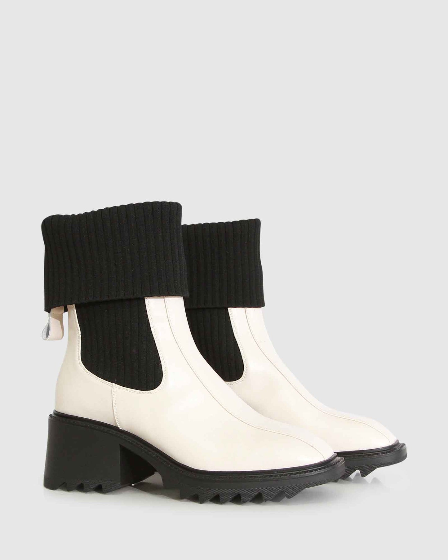 Perfect Illusion Knit Boot - Cream/Black