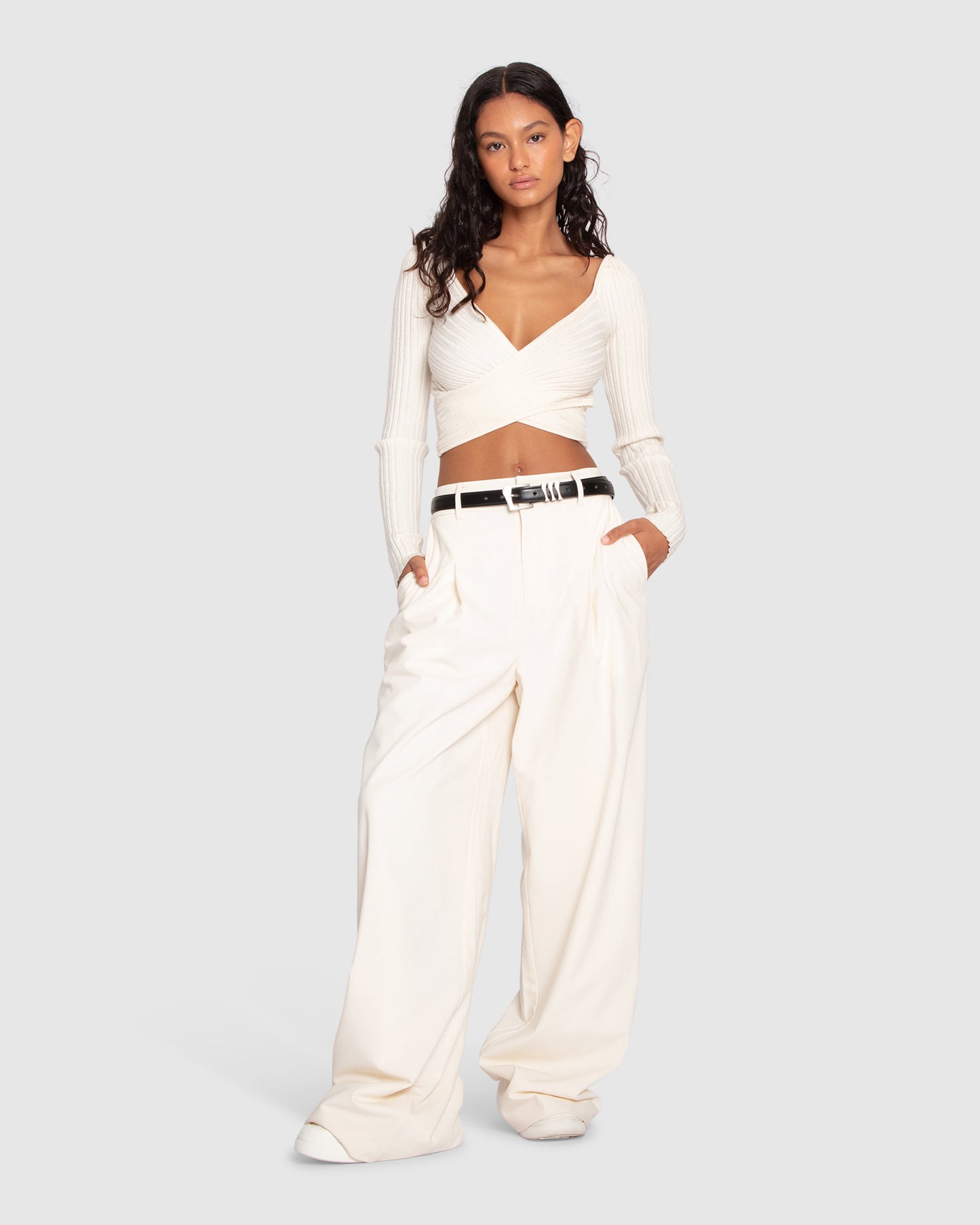 Ready for Your Love Wool Wide Leg Pant - Cream